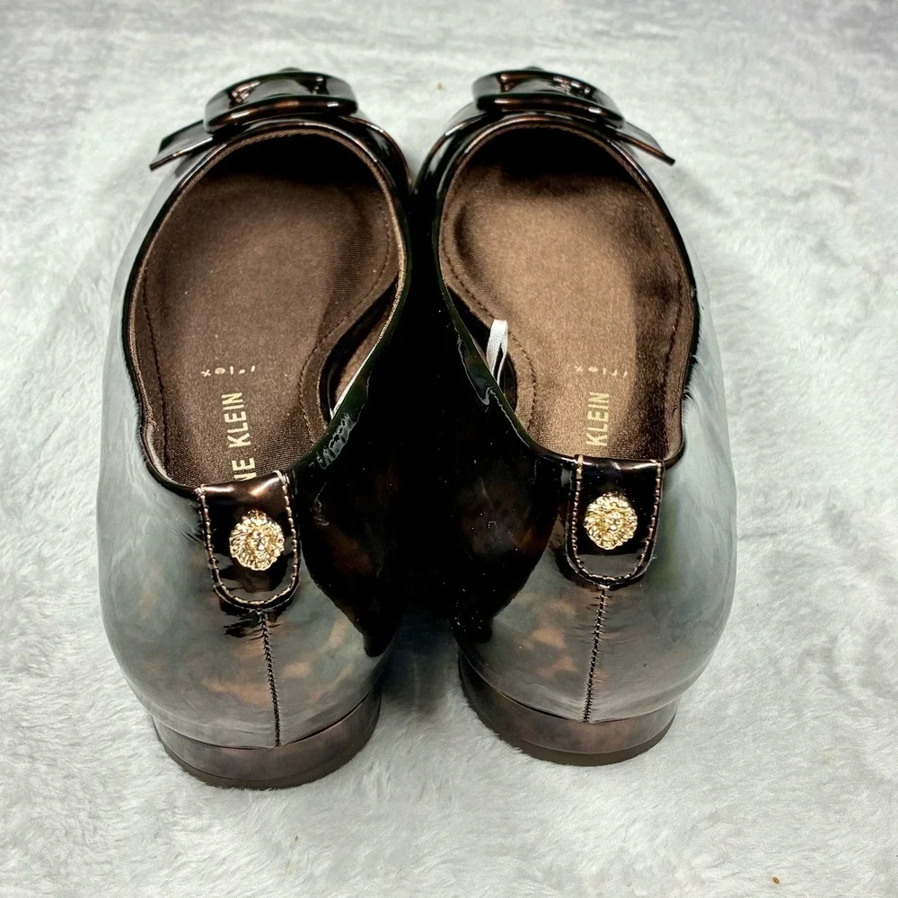 New Anne Klein Karisma Tortoise Shell Pointed Toe iFlex Flats Buckle Shoes 8M